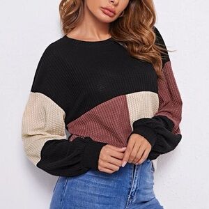 Waffle knit sweater